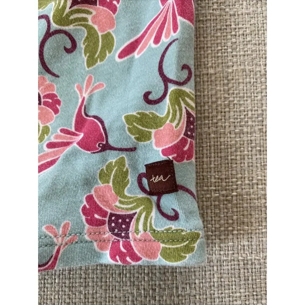 TEA Collection Summer Bubble Snap Romper‎ XXS 0-3 Mths Pink Floral Hummingbird